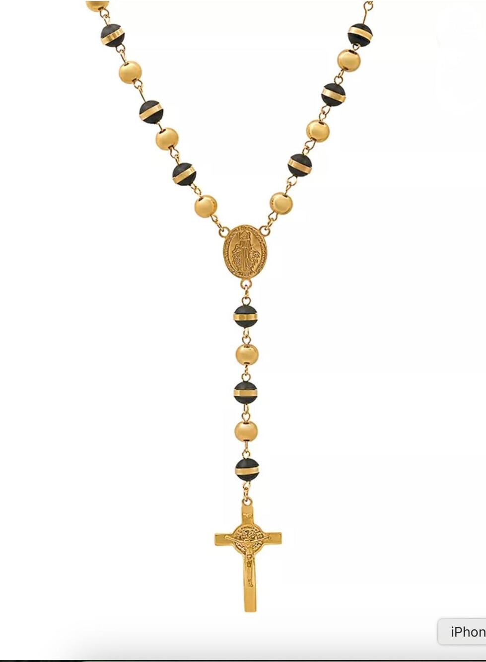 STEELTIME Men's Stainless Steel Prayer Rosary 28" Lariat Necklace - NWOT